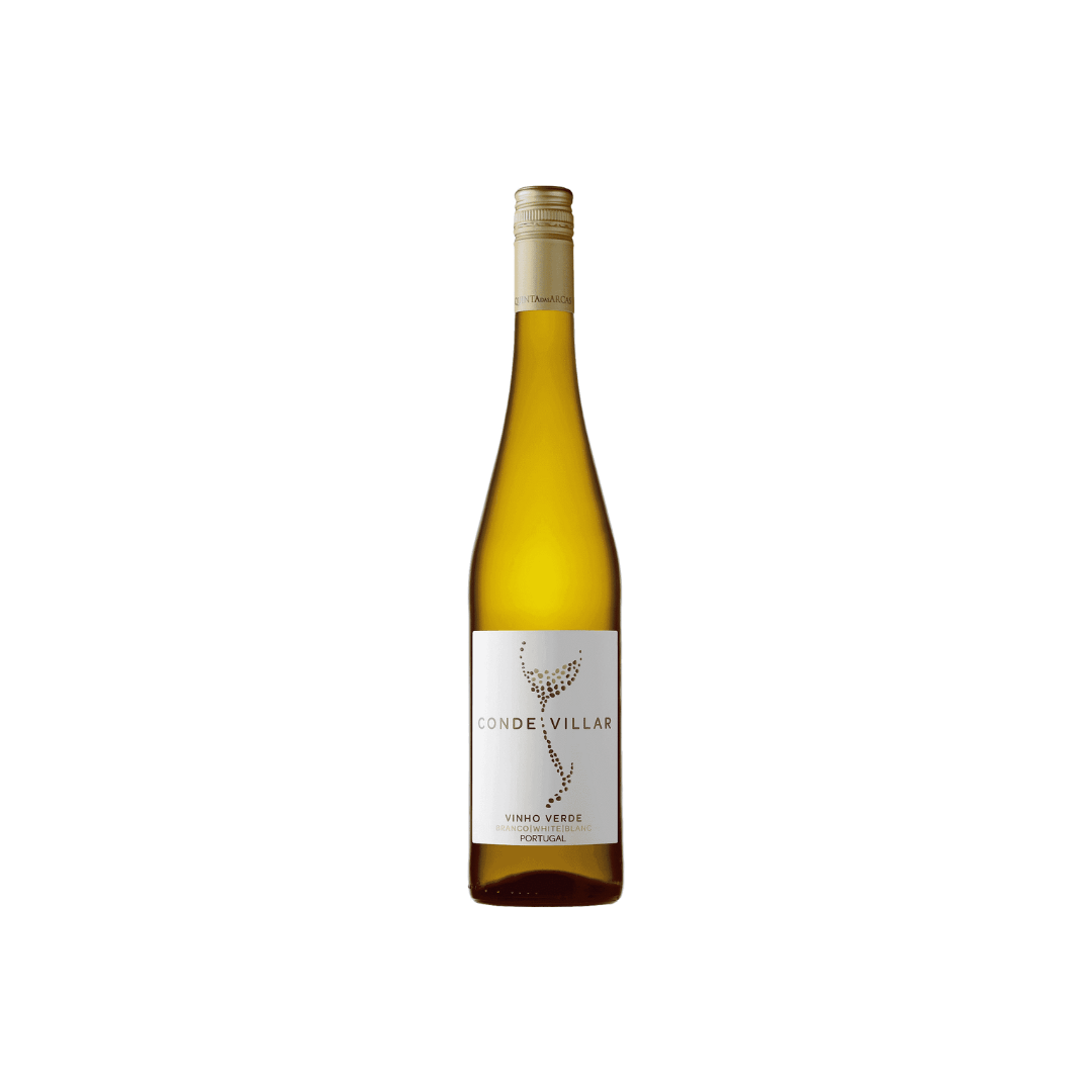Flasche Conde Villar Vinho Verde Branco 2025 aus Portugal, frischer leicht spritziger Weisswein