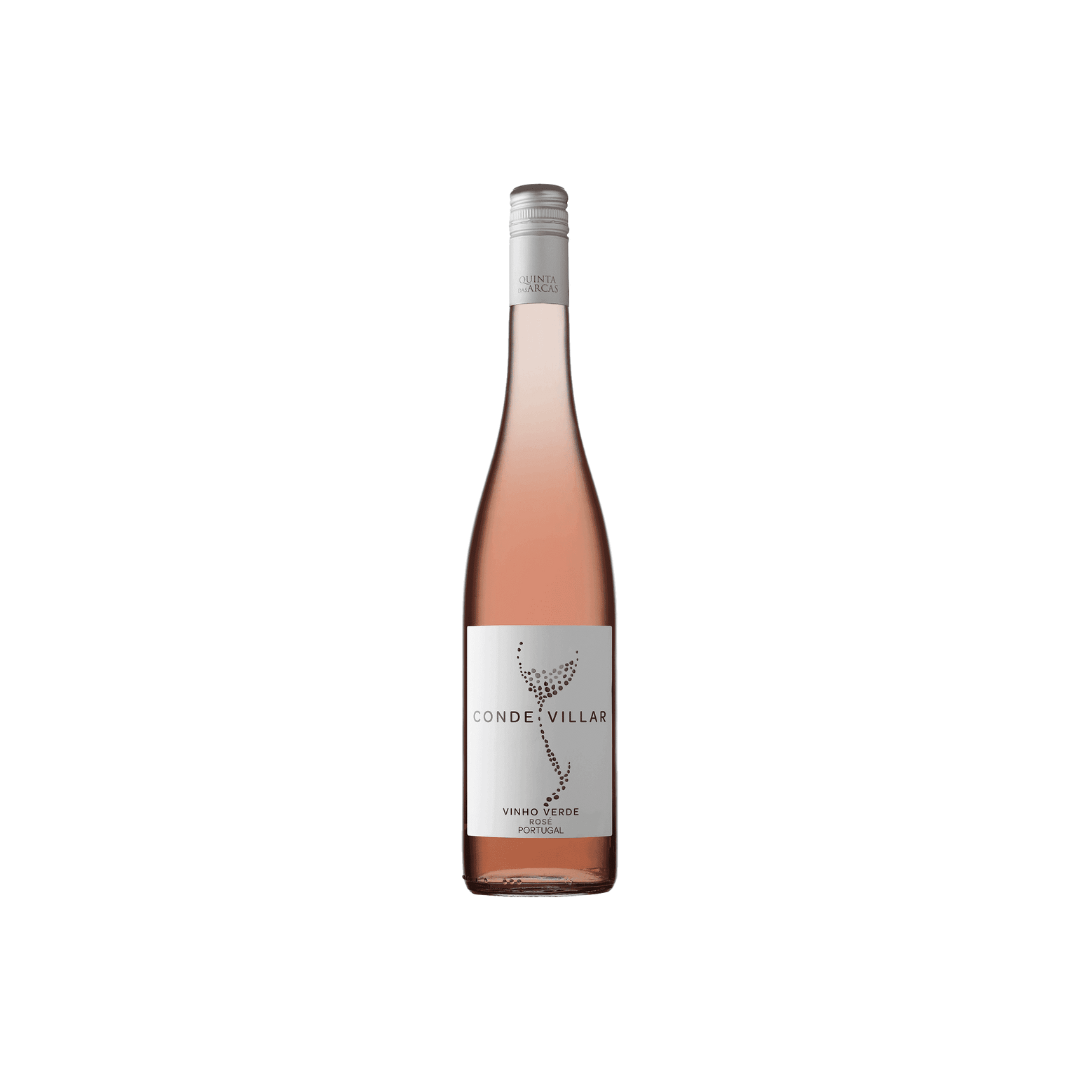 Flasche Conde Villar Vinho Verde Rosé 2025 aus Portugal, frischer leicht spritziger Roséwein