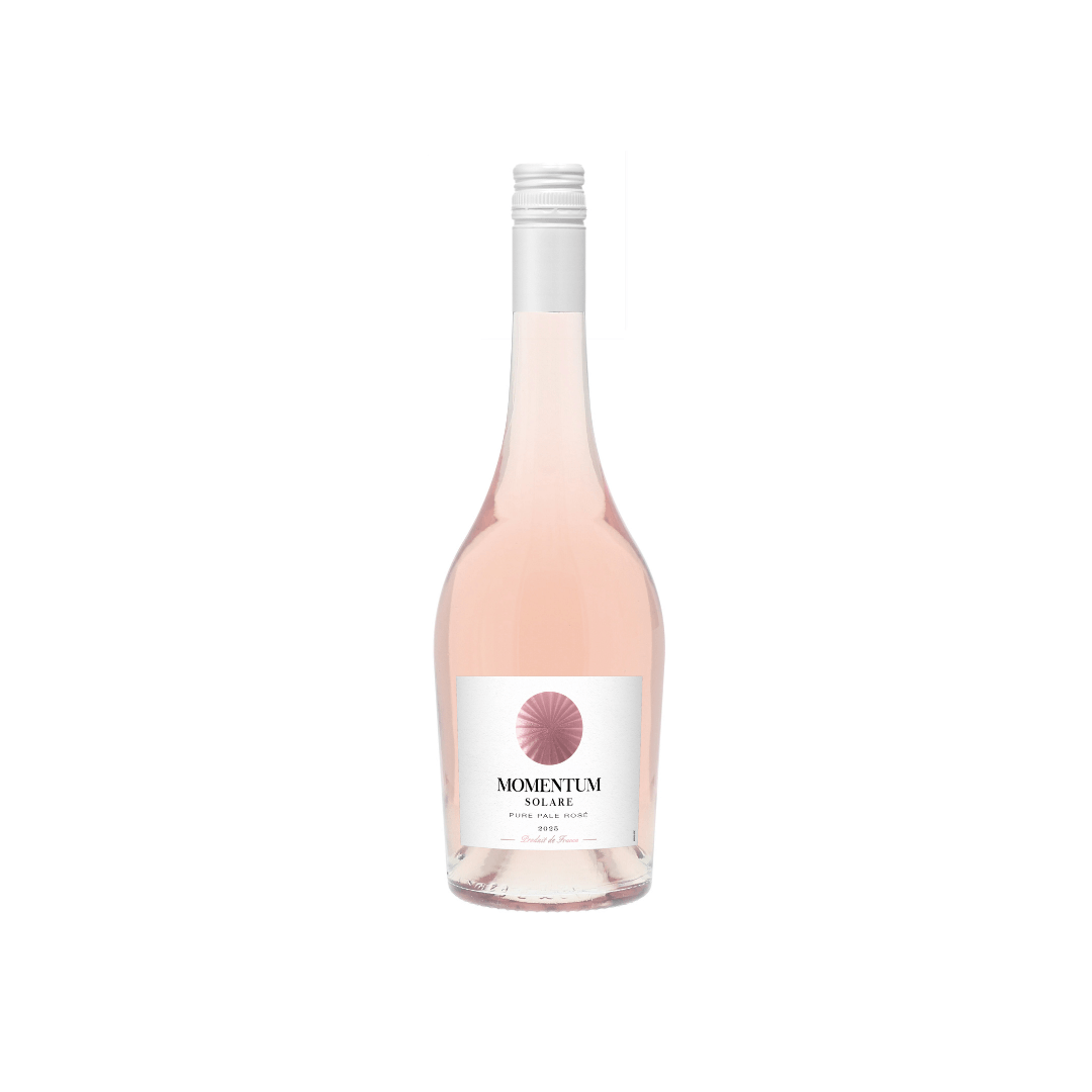 Flasche Momentum Solare Pure Pale Rosé 2025, Frankreich, Vin de Pays d’Oc, heller trockener Roséwein aus dem Languedoc